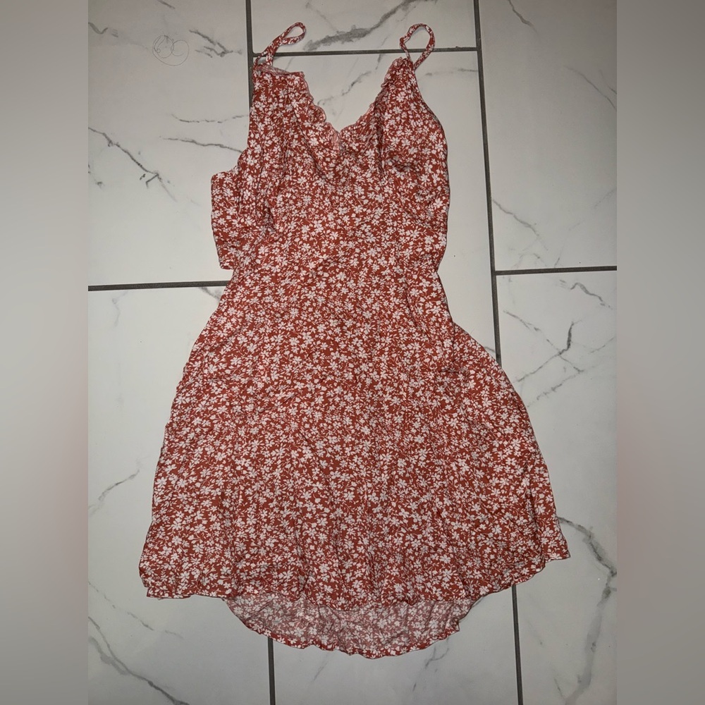 zaful orange and white mini dress